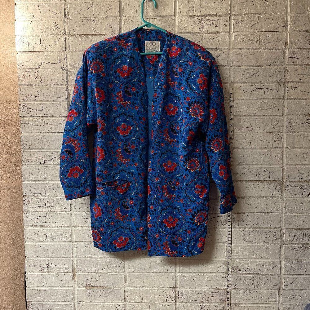 Flora Kung Colorful Patterned Silk Blazer Vintage Coat 8